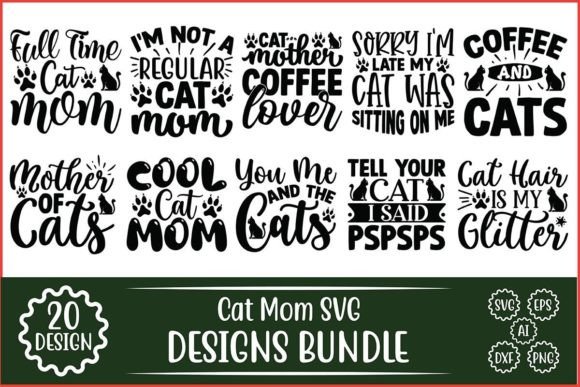 Cat Mom SVG Designs Bundle: Graphics and Crafts